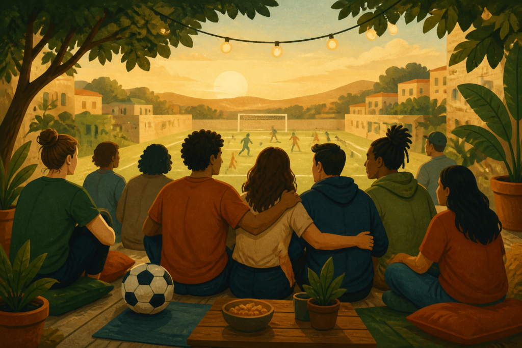 Imagem conceitual sobre futebol e pertencimento coletivo.